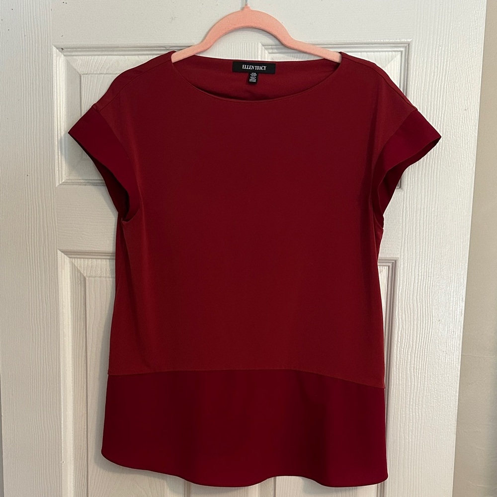 Ellen Tracy Rich Burgundy Blouse